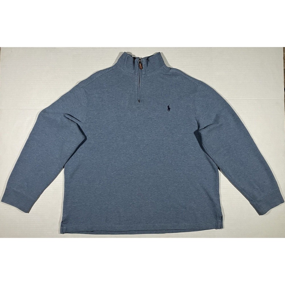 Polo Ralph Lauren Sweater Mens XL Sweatshirt Blue Pullover 1/4 Zip Vintage